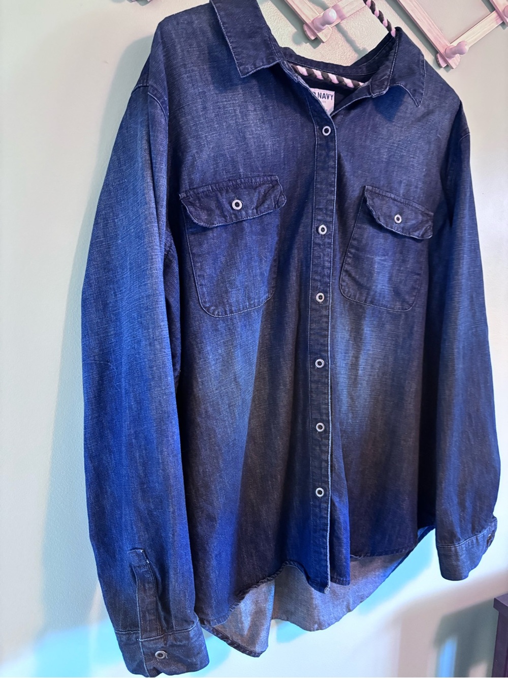 Denim Long Sleeve Button-Up Shirt | Old Navy | XXL | Urban Cowgirl | Relaxed Fit